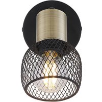 Globo Fiastra wall light, black/antique brass