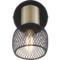 Globo Vägglampa Fiastra, svart/gammal mässing