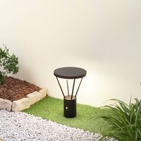 Lucande LED solar pillar lamp Elario, 44 cm, black, sensor