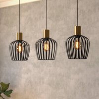 EGLO Suspension Empoli, noir/laiton, à 3 lampes