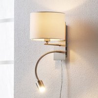 Lindby vägglampa Florens, nickel, LED-läslampa, 23,5 cm