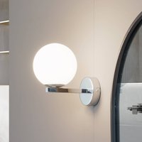 Lucande vägglampa Bidolo, kromfärgad, glas, Ø 12 cm, IP44