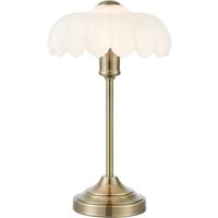 Markslöjd Bordslampa Kurage, antikmässing/vit, glas, höjd 43 cm, E27