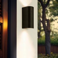 Prios utomhusvägglampa Tetje, svart, rund, 16 cm