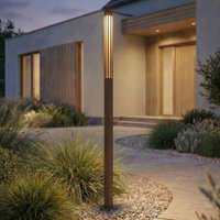 Lindby LED-väglampa Fjorya, höjd 90 cm, brun, IP65