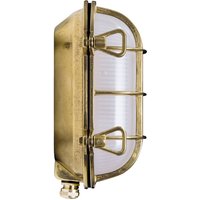 Moretti Luce Oval bulkhead light hook, brass, opal