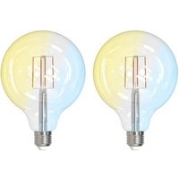 LUUMR Smart LED Filament set om 2 E27 G125 7W klar Tuya