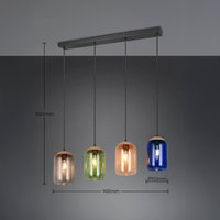 Trio Lighting Suspension Cork, multicolore, longueur 90 cm, 4 lampes verre/liège