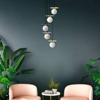 Aluminor Cascade suspension, à 5 lampes, dorée