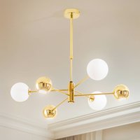 Jupiter Hänglampa Moka, guldfärgad, glas, 6 lampor, G9, GU10