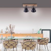 JUST LIGHT. GmbH Plafonnier Samia, à 2 lampes, bois de manguier, noir