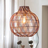 GOOD & MOJO Mendoza pendant light, natural/red, Ø 35 cm, bamboo