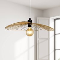 Searchlight Wave hanging light, black and gold, Ø 51 cm, metal