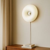 Lindby LED table/wall lamp Fjora, white/chrome, Ø 30 cm, dimmable