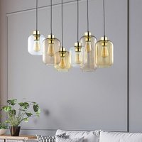 TK Lighting Marco Brown pendant light, 6-bulb, clear/brown