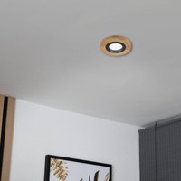 Lampa sufitowa wpuszczana Tobby, Ø 10 cm, drewno dębowe, GU10