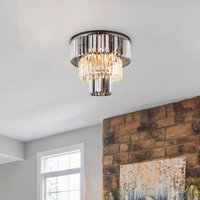 Globo Naxis ceiling light, smoky grey/clear, Ø 40 cm, crystal