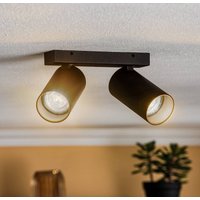 Euluna Spot pour plafond Mono II noir/intérieur doré à 2 lampes