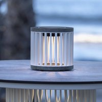 Les Jardins LED solar table lamp Halo, white, aluminium/granite
