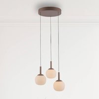 JUST LIGHT. GmbH Nami LED hanging light, 3-bulb, round, sand, white, glass, iron