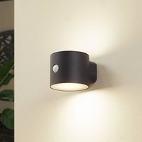 Lindby LED-solcellsvägglampa Amren, svart, ABS, sensor