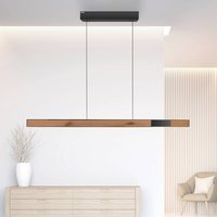 Suspension LED PURE Moto-Rise, chêne/noir perle, aluminium, CCT