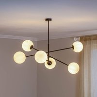 EMIBIG LIGHTING Plafonnier Linear, noir/opale, à 6 lampes