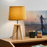COREP Yoga table lamp, mustard yellow/light wood, 34 cm, cotton/wood