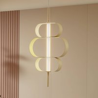 Lucande LED-pendellampa Audrina, beige, metall, dimbar