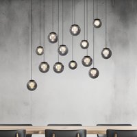 PURE LED-hänglampa Popup, grå/rökgrå, 100 cm, 13-fl.