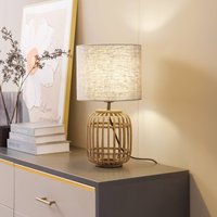 Lindby bordslampa Marzanna, grå, bambu, 42,5 cm, E27