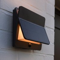 LUTEC ALETA LED solar-powered outdoor wall lamp, dark grey, 18 cm, sensor, IP54