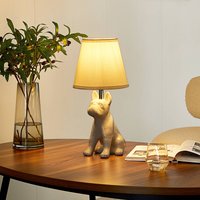 Lindby lampe à poser Herry, blanc, céramique, chien, hauteur 46,5 cm