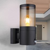 Globo Xeloo outdoor wall light, downlight, black/smoke, sensor, IP44