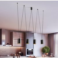 Euluna Suspension More Tone, noir/doré, à 4 lampes