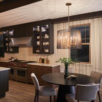 Quintiesse Suspension Linara, noire/laiton, à six lampes