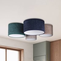 Euluna Boucle ceiling light, 4-bulb, blue/green/cappuccino/grey