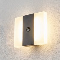 Lindby LED-sensor utomhusvägglampa Kumi, grafit, IP44