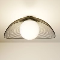 Lindby Fabronia taklampa, svart/vit, glas, kupa, E27