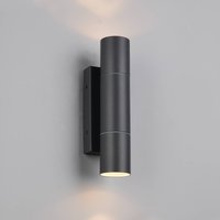 Trio Lighting Utomhusvägglampa Yamuna, antracit, höjd 23 cm, metall, IP65