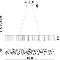 Stilnovo LED-pendellampa Honey, dimbar, 139 cm lång