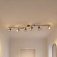 Lindby taklampa Piena, svart, 6 lampor, metall, 150cm