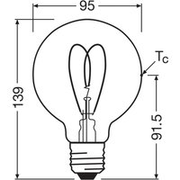 OSRAM LED Vintage G95 E27 4,9W 922 Heart Filament gold dimmable