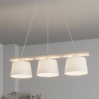 Euluna Sweden hanging light, off-white/white, textile, wood, 3-bulb