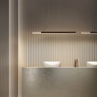 kdln hänglampa Dala linjär, sandvit/trä, 3 000 K 150 cm