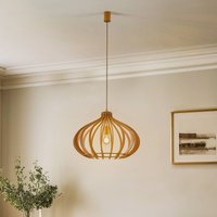 Nowodvorski Lighting Ika ID pendant light with wooden slat lampshade Ø51cm