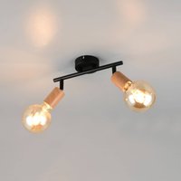 Reality Leuchten Plafonnier Lamego, noir, longueur 35 cm, à 2 lampes, métal