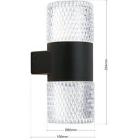 ORION LED-utomhusvägglampa Mondo, svart, höjd 20,4 cm, aluminium, 2 lampor.