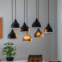 Opviq Tattoo 6221 pendant light 7-bulb black/gold