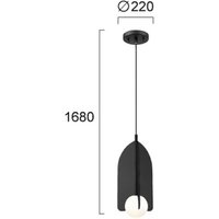 Viokef Fedora hanging light, Ø 22 cm, black, metal/glass